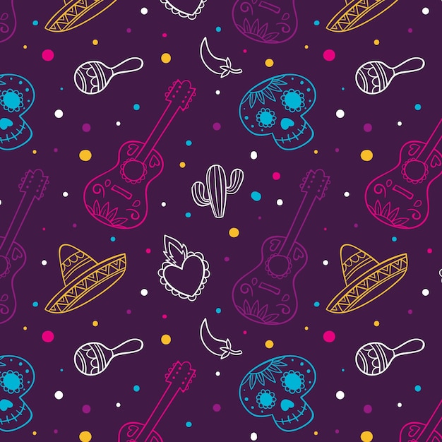 Modello dia de muertos disegnato a mano