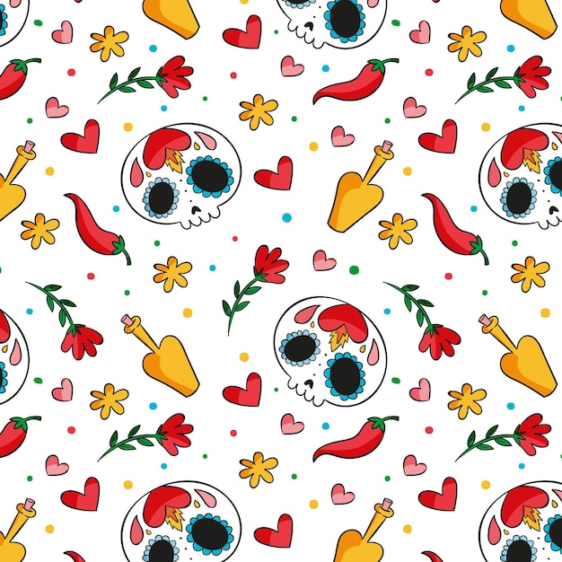 Modello dia de muertos disegnato a mano