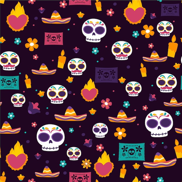 Modello dia de muertos disegnato a mano