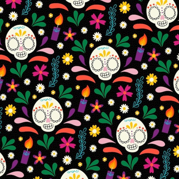 Modello dia de muertos disegnato a mano