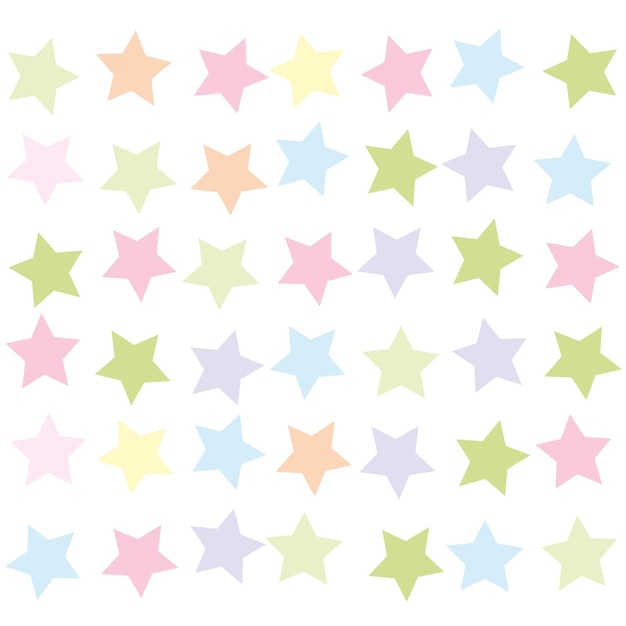 modello e set di stelle di colori pastello su sfondo bianco
