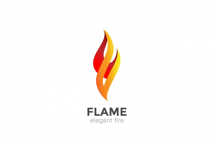 Vettore modello elegante dei gioielli di modo di progettazione dell'estratto di logo della fiamma del fuoco.