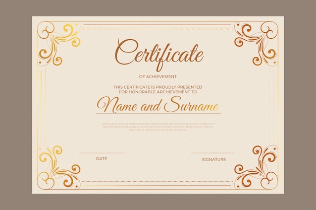 Modello elegante del certificato di realizzazione