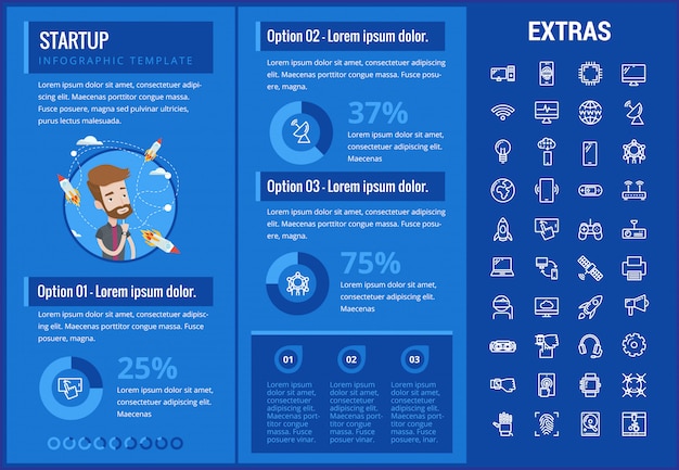 Modello, elementi ed icone infographic di avvio