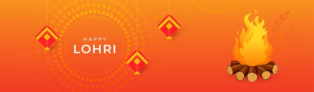 Modello felice del fondo di progettazione dell'insegna di celebrazione di festival di Lohri