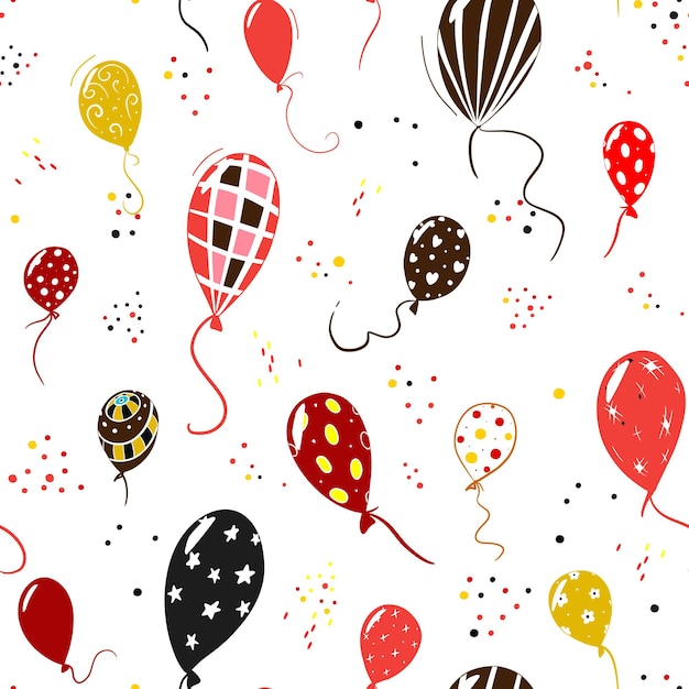 Modello festivo senza cuciture Palloncini vettoriali multicolori nell'aria Decorazione per le vacanze dei bambini