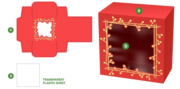 Modello fustellato per scatola di imballaggio e mockup 3D