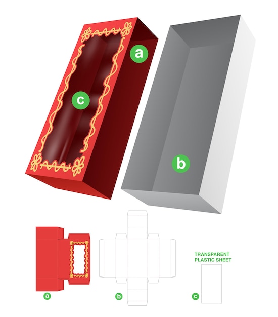 Modello fustellato per scatola di imballaggio e mockup 3D