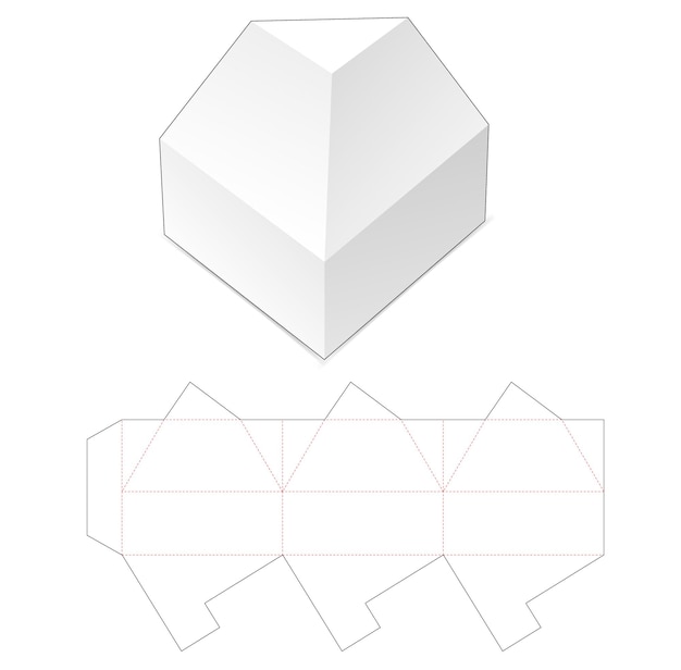 Modello fustellato scatola corta a forma di triangolo