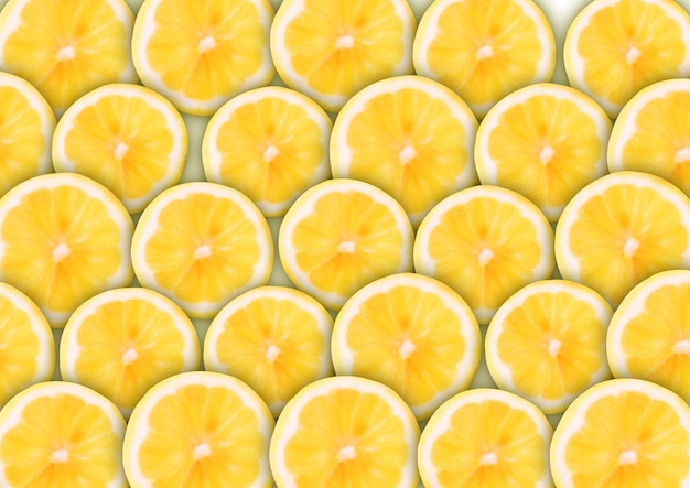 Modello Giallo Limoni A Fette Su Sfondo Bianco