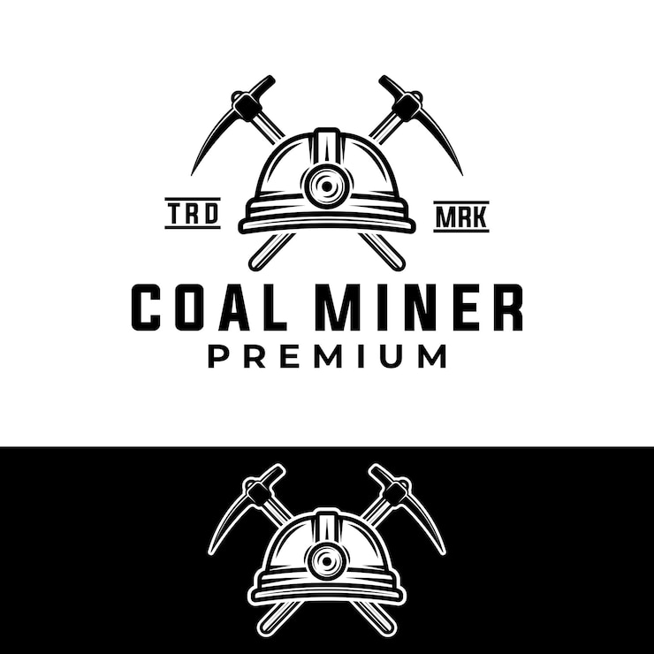 Vettore modello grafico dello strumento minatore di carbone. illustrazione del simbolo minerario.