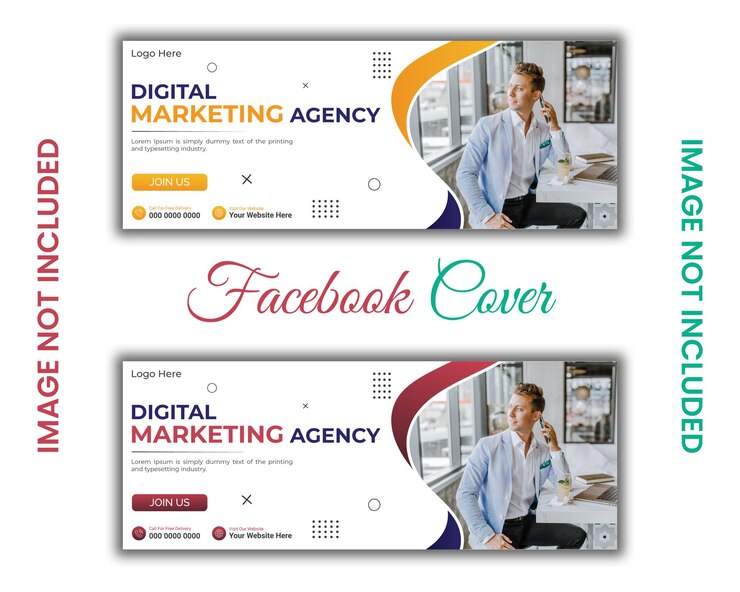 Modello gratuito di copertina Facebook e banner web per il marketing digitale vettoriale
