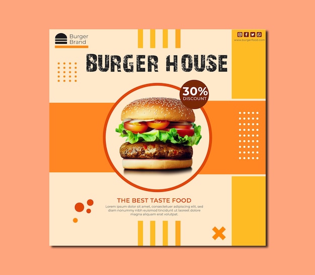Modello gratuito di post sui social media per il cibo VECTOR