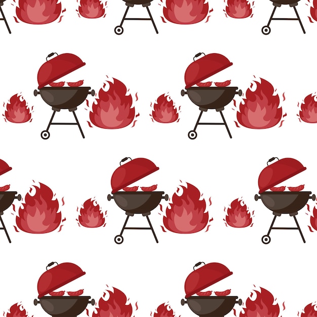 Modello Griglia per barbecue elementi impostati isolati su sfondo chiaro Poster festa barbecue