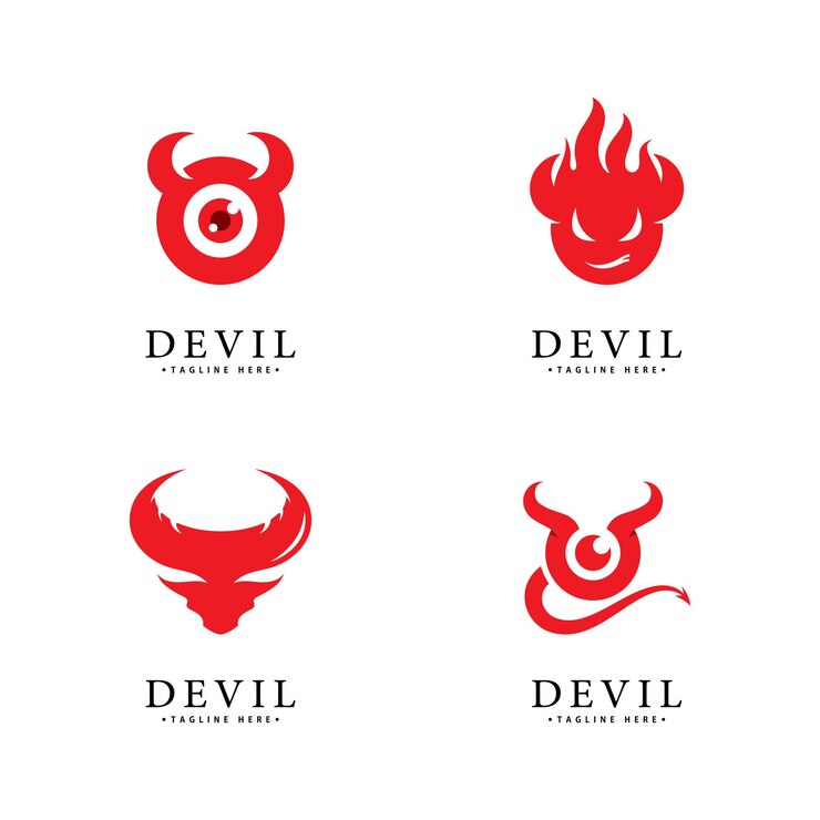Vettore modello icona vettore logo red devil