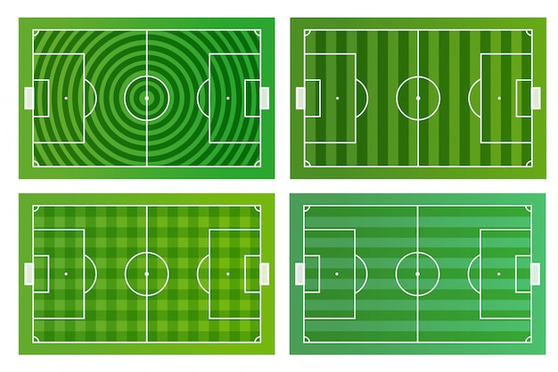 Modello infographic di diversi campi di calcio verde vettoriale