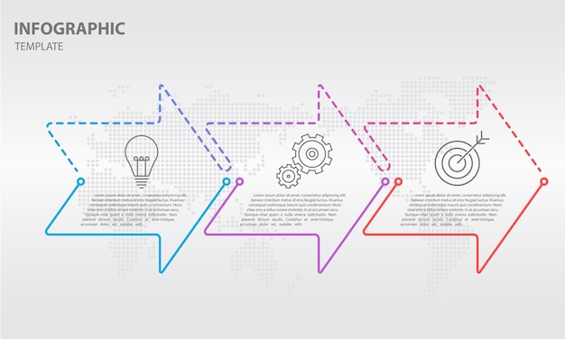 Modello infographic di linea astratta timeline, freccia