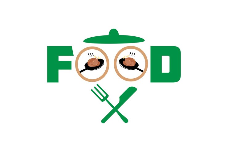 Vettore modello logo cibo sano logo ristorante logo fast food design vettoriale per alimenti biologici forchetta cucchiaio