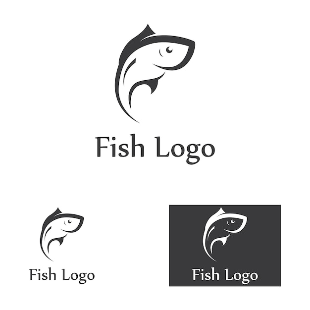 Modello logo design icona pesce astrattoSimbolo vettoriale creativo del club di pesca o del negozio online