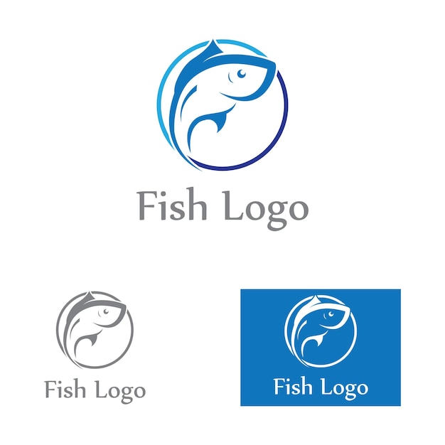 Modello logo disegno icona astratta pescesimbolo vettoriale creativo del club di pesca o del negozio online