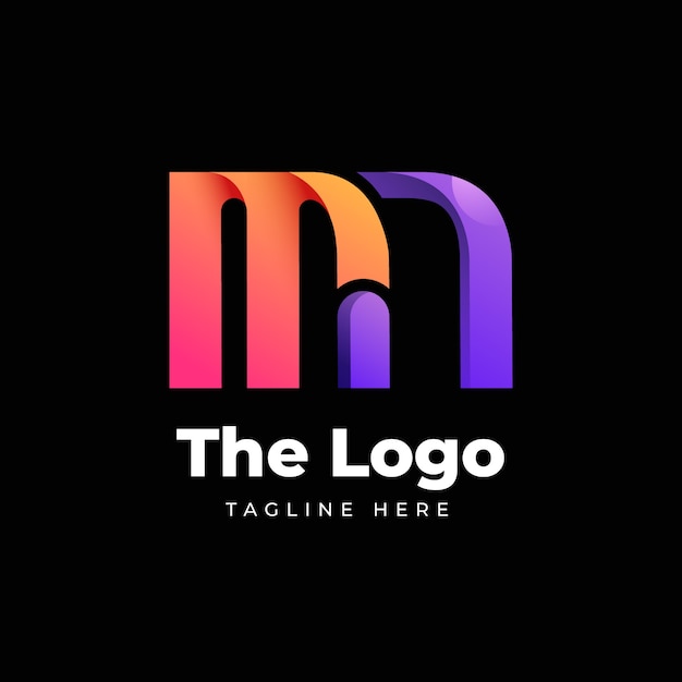 Modello logo gradiente mn o nm