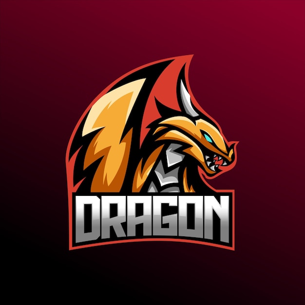 Modello logo mascotte esport drago
