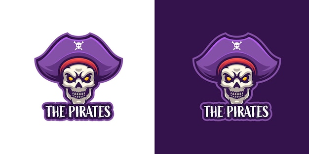 Modello logo personaggio mascotte teschio pirata