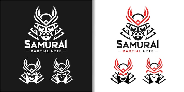 Modello logo teschio samurai Arti marziali