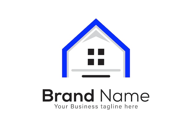 Modello minimalista di design del logo per la casa e il settore immobiliare su sfondo bianco