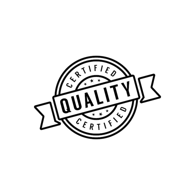 Vettore modello minimalista di progettazione del logo del timbro dell'etichetta aziendale di qualità certificata