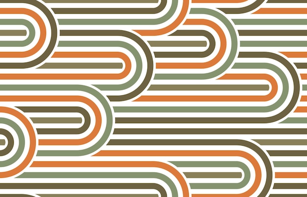 Modello minimalista geometrico vettoriale lineare senza soluzione di continuità, linee astratte che piastrellano lo sfondo, tessitura a righe, labirinto ottico, strisce intrecciate.