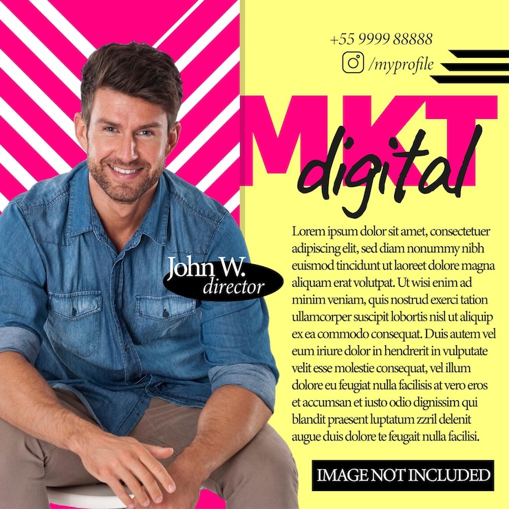 Vettore modello mkt curriculum digitale informazioni modello social media giallo rosa bianco