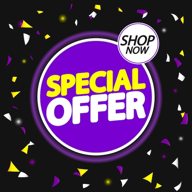 Modello o poster di progettazione di banner di offerte speciali in vendita per negozio e negozio online