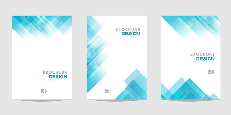 modello per Brochure, Flyer o Depliant per scopi commerciali. Estratto geometrico blu con quadrati diagonali