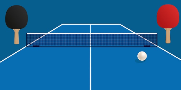 Modello per carta poster o biglietto Racchetta per ping pong e palla Illustrazione vettoriale