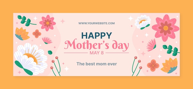 Modello piatto di copertina dei social media per la celebrazione della festa della mamma
