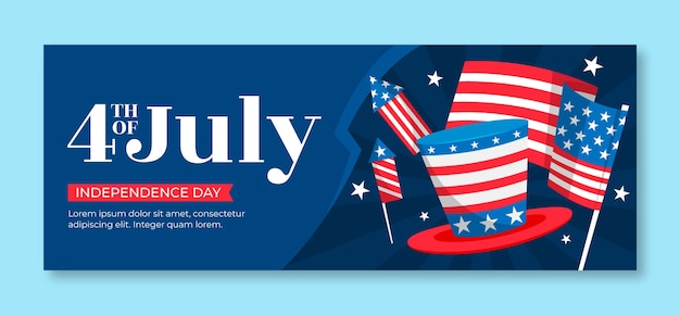 Modello piatto di copertina dei social media per la celebrazione delle vacanze del 4 luglio americano