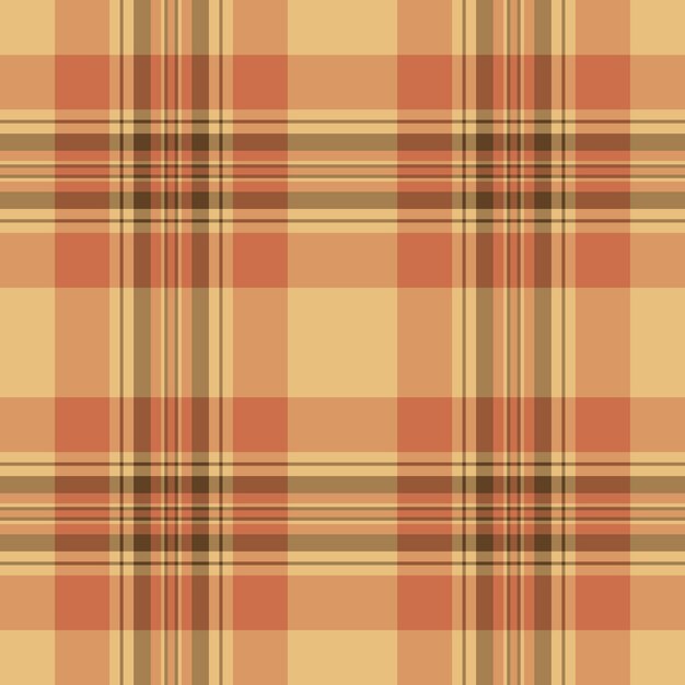 Modello plaid senza cuciture della trama del tessuto di sfondo con un tartan a quadri tessili vettoriali nei colori arancione e ambra