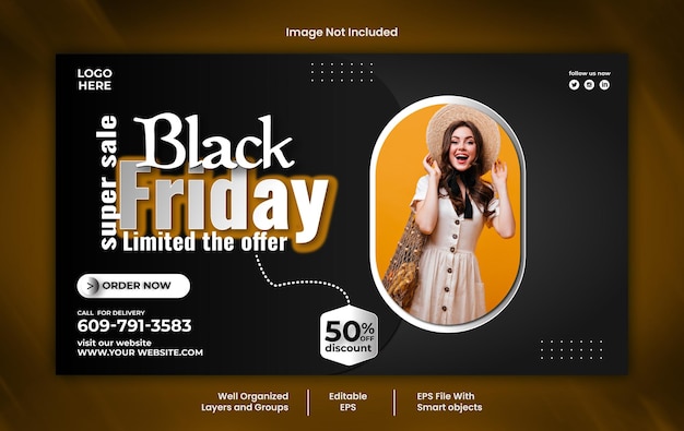 Modello PSD per la progettazione di post sui social media del Black Friday