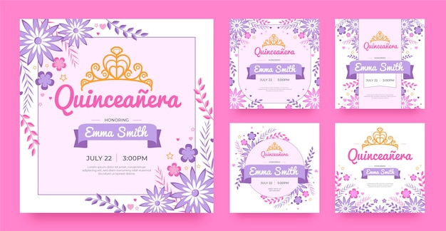 Modello quinceanera design piatto