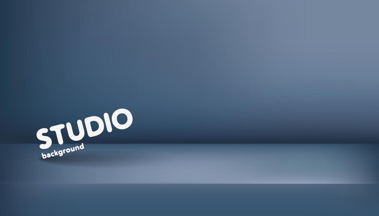 Vettore modello realistico della stanza da tavola vuota dello studio fotografico blu dello studio