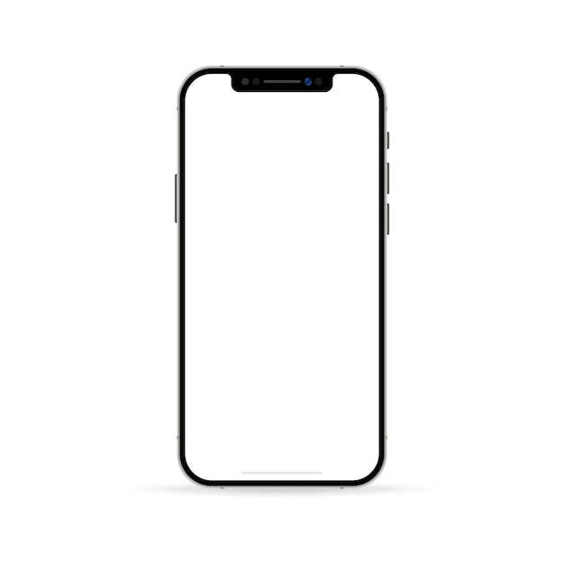 Modello realistico dello schermo dello smartphone. Cornice del telefono con modelli isolati display vuoto. Concetto di dispositivo mobile. Vettore ENV 10. Isolato su priorità bassa bianca.