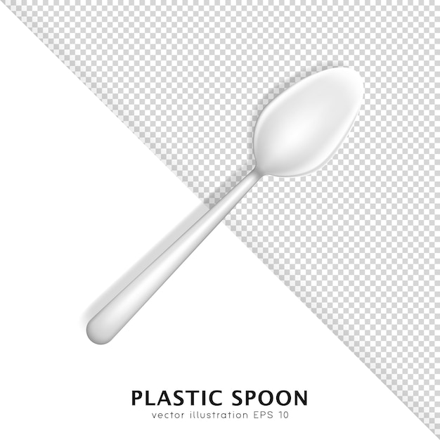 Modello realistico di forchetta in plastica o acciaio inossidabile. Posate bianche isolate su sfondo trasparente