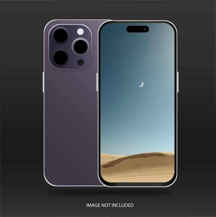 Vettore modello realistico di mockup dello schermo per iphone 14