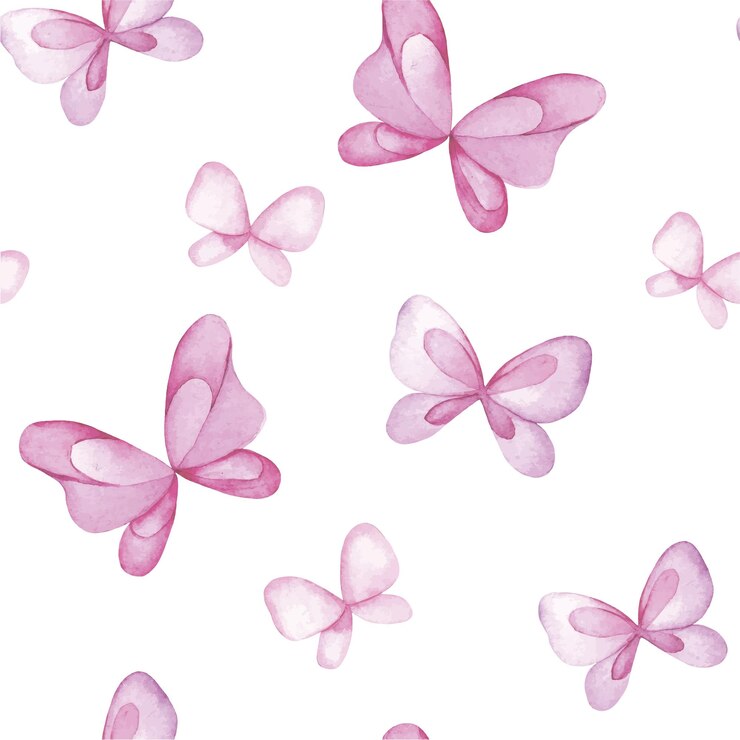 modello senza cuciture ad acquerello con farfalle con archi e nastri rosa stampa festiva su bianco