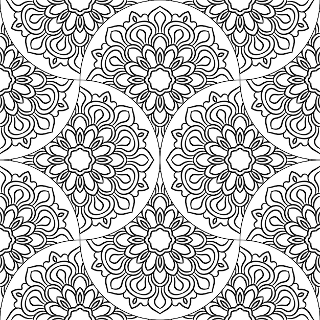 Modello senza cuciture astratto della scala di pesce della mandala. Mattonelle ornamentali, priorità bassa del mosaico. Patchwork floreale