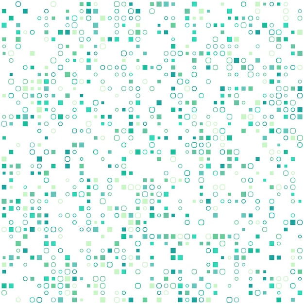 Modello senza cuciture astratto verde con quadrato e cerchi