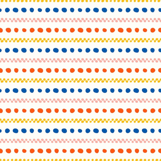 Modello senza cuciture bianco con punti e macchie colorate
