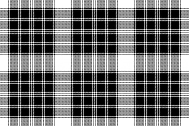 Modello senza cuciture bianco nero plaid classico pixel