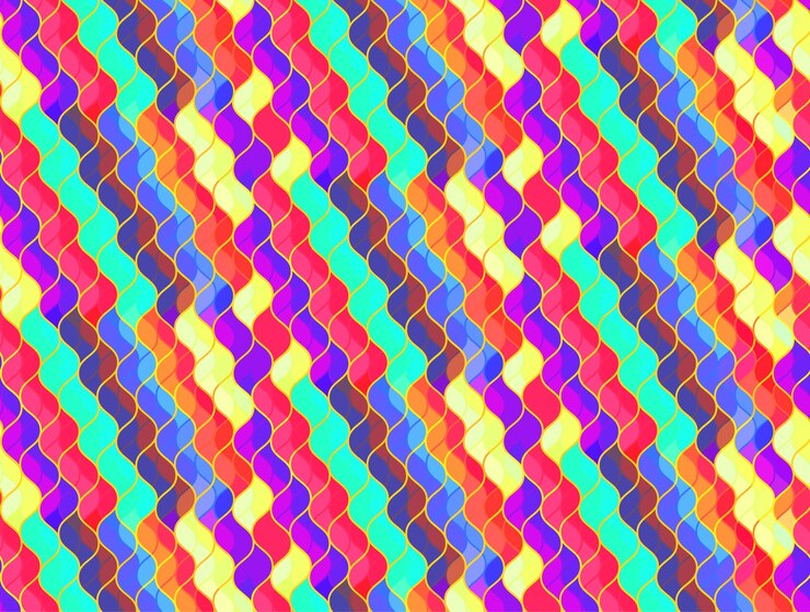 Vettore modello senza cuciture colorato con elementi di mosaico squamosi ondulati astratti